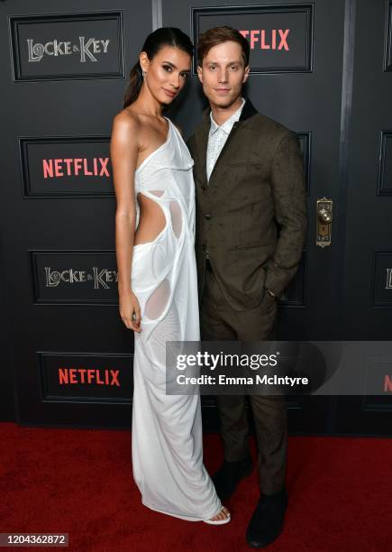 Laysla De Oliveira and Jonathan Keltz attend the "Locke & Key" Los Angeles Premiere at the Egyptian Theatre on February 05, 2020 in Hollywood,...