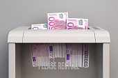 Euro Banknotes In Shredder