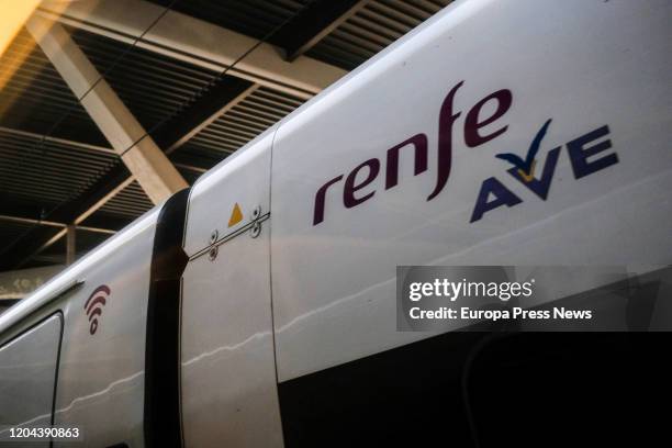 Train of Renfe´s Ave at Atocha train station on February 06, 2020 in Madrid, Spain.