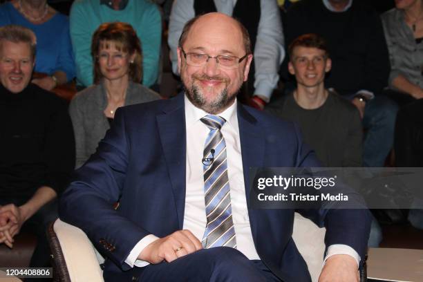 German politician Martin Schulz during "Markus Lanz" TV Show on February 5, 2020 in Hamburg, Germany.