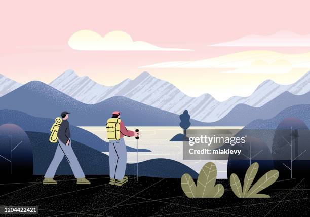 mountain hiking - slovenia stock illustrations