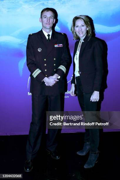 Commandant Laurent Hermann and Maud Fontenoy attend Maud Fontenoy and Jean-Michel Blanquer launch of the “Sea Class - Classes de Mer” Mission and the...