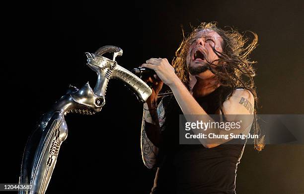 Jonathan Davis of Korn performs performs on stage during the day two of the 2011 Pentaport Rock Festival on August 6, 2011 in Incheon, South Korea.