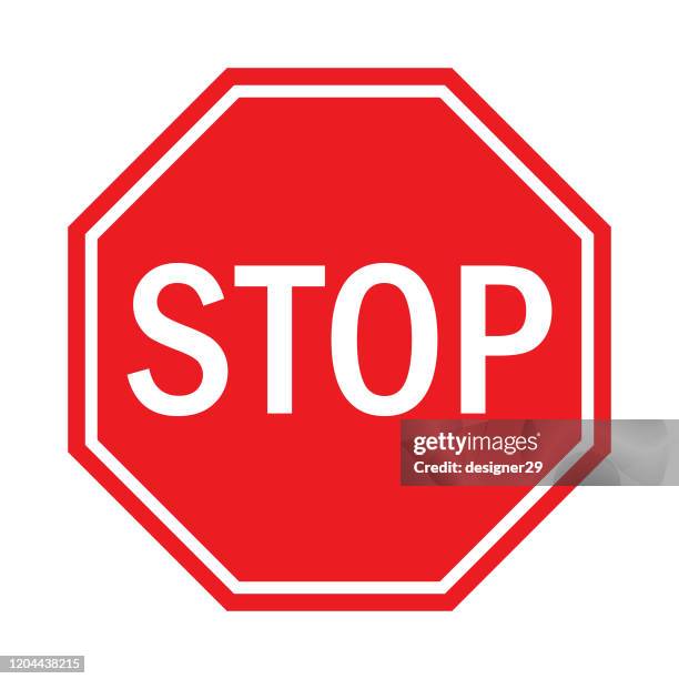 ilustrações de stock, clip art, desenhos animados e ícones de stop sign flat design. - símbolo ortográfico