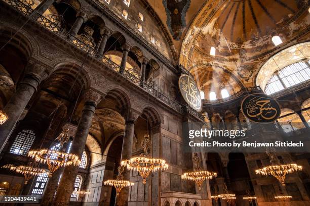 inside of hagia sophia, one of famous mosque in istanbul, turkey - history museum stock pictures, royalty-free photos & images