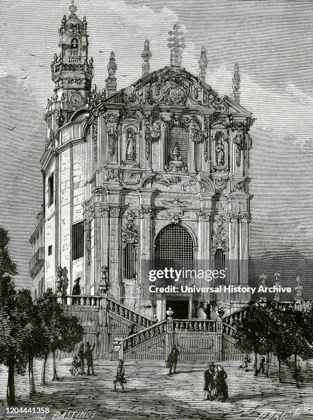 Portugal, Porto. Clerigos Church. Its construction began in 1732 and was finished in 1750. It was built for the Brotherhood of the Clerigos in...