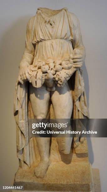 Roman statue of Priapus. 1st century AD. Marble. From Antequera . National Archaeological Museum, Madrid, Spain.