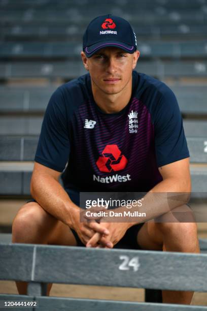 Tom Curran of England poses for a portrait prior to a training session ahead of the second One Day International between South Africa and England and...