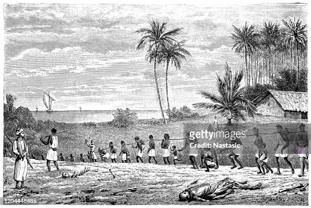 剛果地區：黑人奴隸的運輸 - 殖民地主義 幅插畫檔、美工圖案、卡通及圖標
