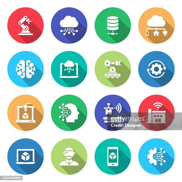 simple set of industry 4.0 related vector icons. symbol collection. - deep learning stock illustrations