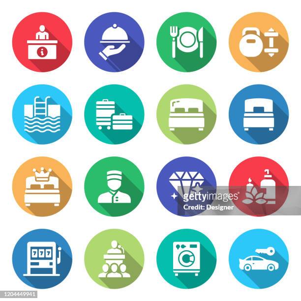 simple set of hotel services and facilities related vector icons. symbol collection. - hotel concierge stock illustrations