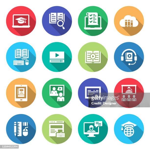 simple set of online education related vector icons. symbol collection. - styles stock illustrations
