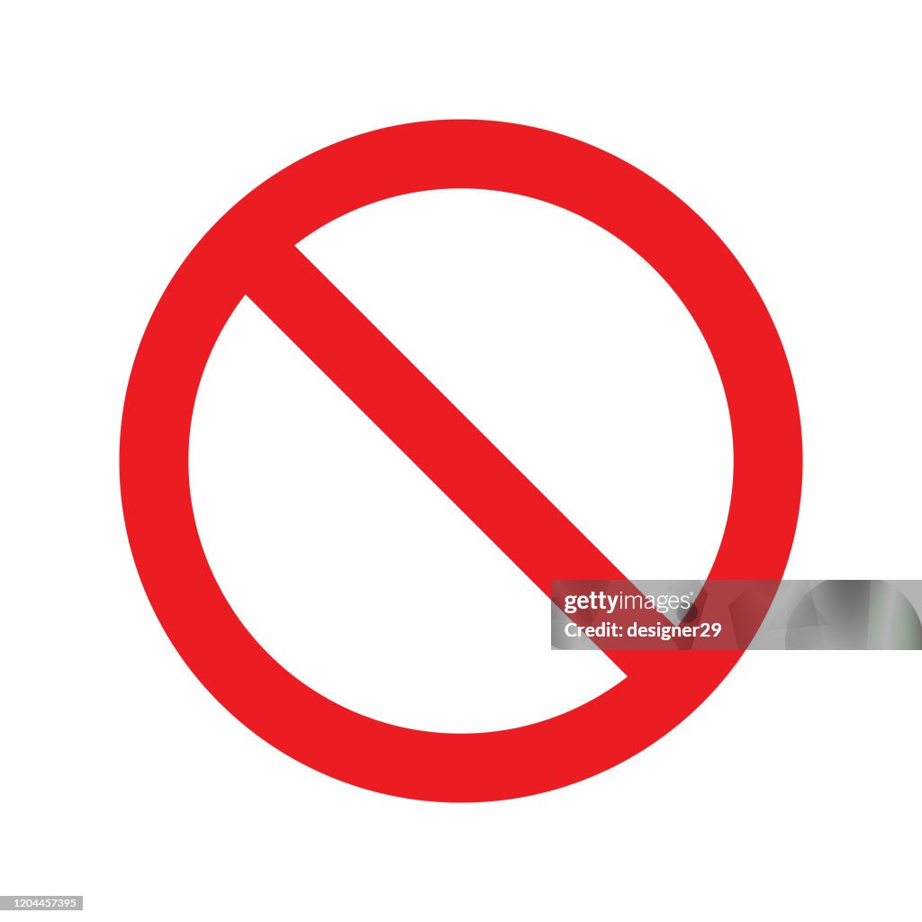No Sign Icon. Red Crossed Circle Vector Design.