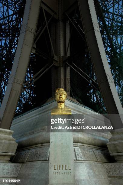 The Eiffel Tower Unveils Its Backstages In Paris, France On October 14, 2008 - Gustave Eiffel bust.