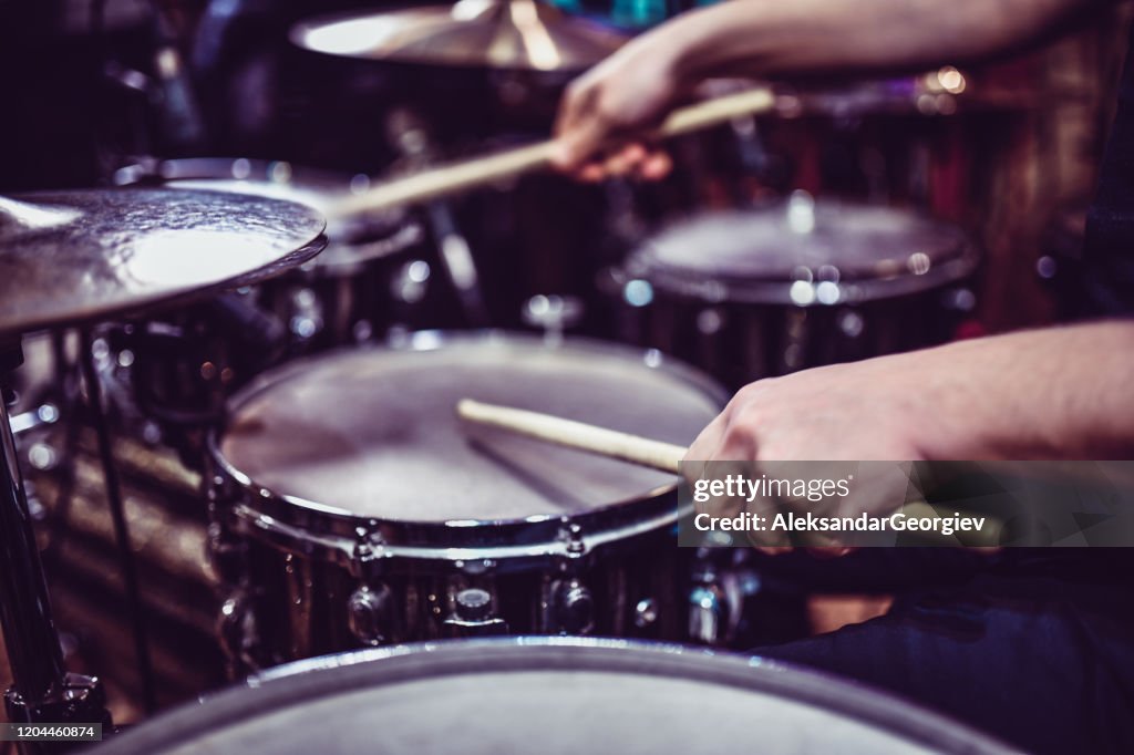 Drummer Hitting Some Snare Drum Rolls