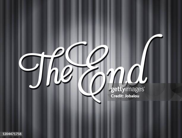 stockillustraties, clipart, cartoons en iconen met vintage film frame einde gordijnen - the end