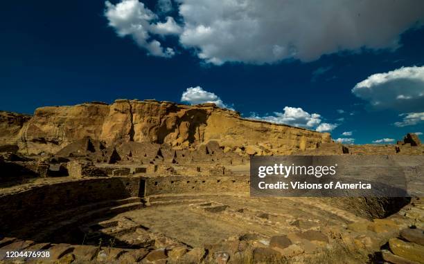 Chaco Canyon, Indian Ruins, at sunset, New Mexico.