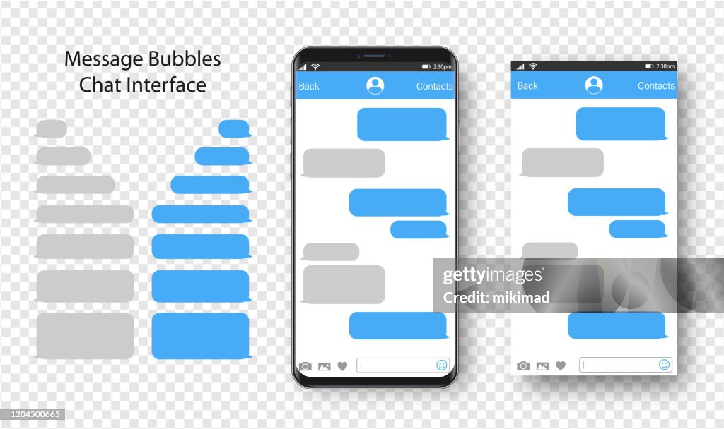 Text Messaging. Smartphone, Mobile Phone Template realistic vector illustration. Speech Bubble. Discussion