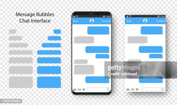 text messaging. smartphone, mobile phone template realistic vector  illustration. speech bubble. discussion - instant messaging stock illustrations