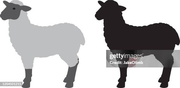 sheep silhouette - sheep cut out stock illustrations