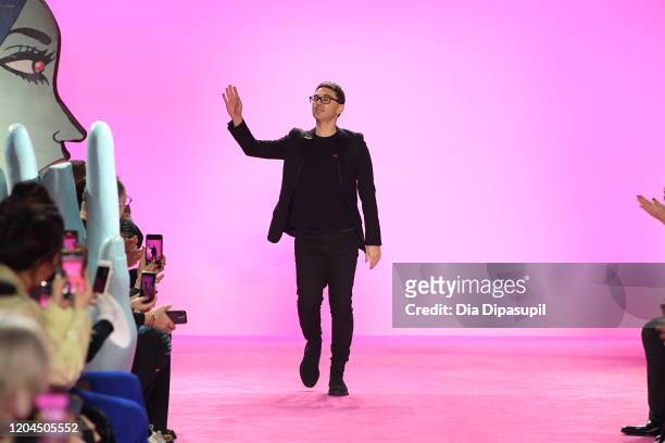 Designer Christian Siriano walks the runway for his show during New York Fashion Week: The Shows at Gallery I at Spring Studios on February 06, 2020...