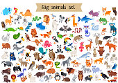 Vector flat style big set of animals isolated