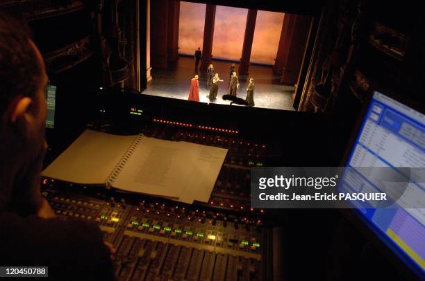 The Comedie Francaise in November, 2005 - The light control room during a rehearsal of le Cid.
