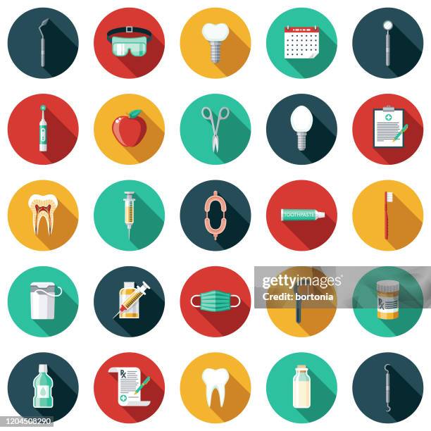 dentist icon set - dental floss stock illustrations