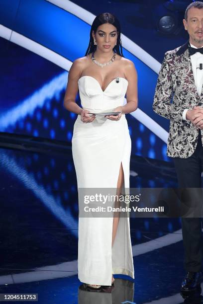 Amadeus and Georgina Rodriguez attend the 70° Festival di Sanremo at Teatro Ariston on February 06, 2020 in Sanremo, Italy.