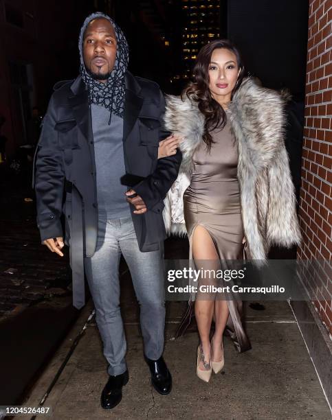 Rapper Jeezy and Jeannie Mai are seen leaving the Christian Siriano Fall Winter 2020 NYFW at Spring Studios on February 06, 2020 in New York City.
