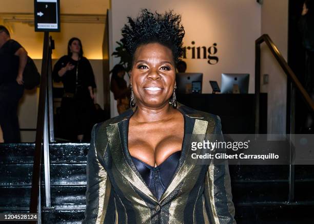 Comedian, actress Leslie Jones is seen leaving the Christian Siriano Fall Winter 2020 NYFW at Spring Studios on February 06, 2020 in New York City.