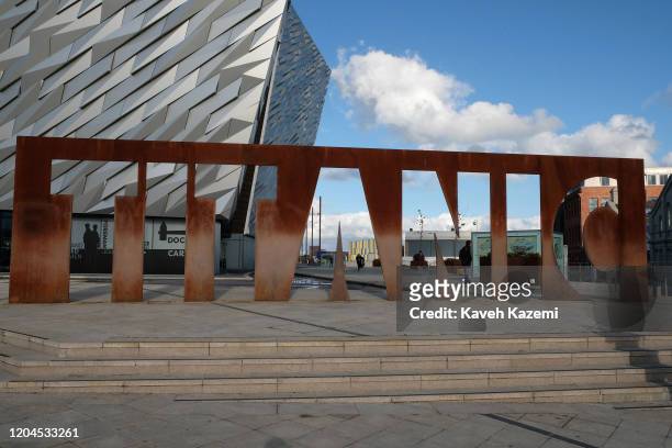 General exterior view of the Titanic Belfast Museum on October 30, 2019 in Belfast, United Kingdom.