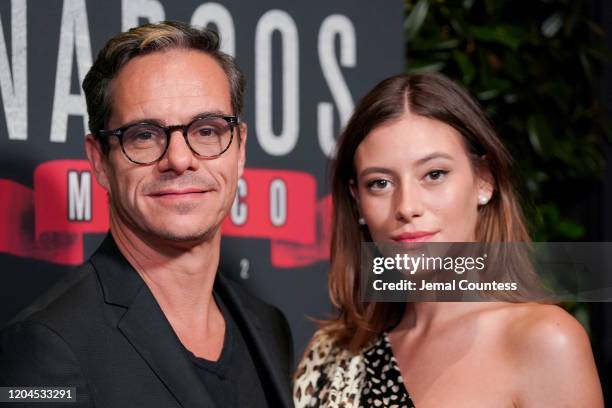 Actors Tony Dalton and Alejandra Guilmant attend the "Narcos: Mexico" Season 2 premiere at Netflix Home Theater on February 06, 2020 in Los Angeles,...