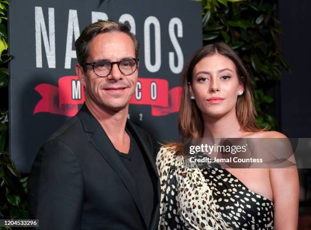 Actors Tony Dalton and Alejandra Guilmant attend the "Narcos: Mexico" Season 2 premiere at Netflix Home Theater on February 06, 2020 in Los Angeles,...