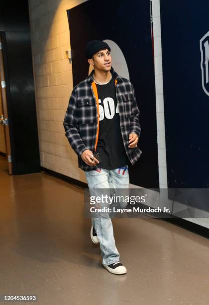 Frank Jackson of the New Orleans Pelicans arrives to the arena before the game against the Los Angeles Lakers on March 1, 2020 at the Smoothie King...