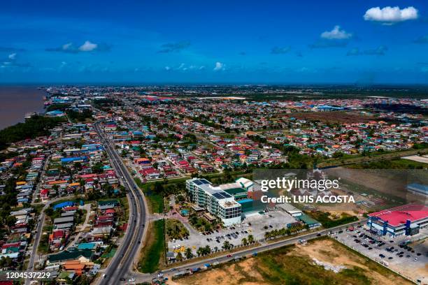 Aerial view of the city of Georgetown, Guyana, on March 1, 2020.