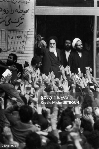 The return of Khomeini in Tehran, Iran in February 01, 1979 - Ayatollah Khomeini arrived to Tehran, called by the Islamist revolution in motion. He...