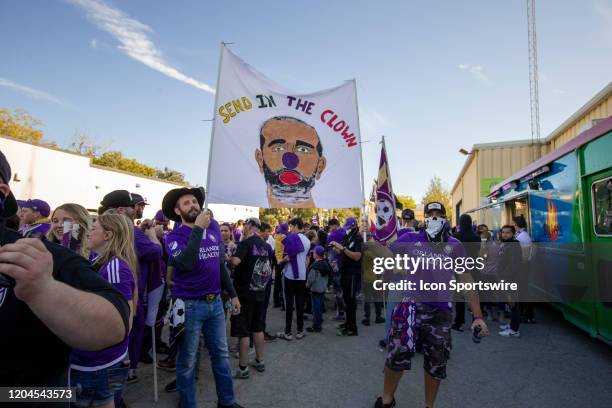 Orlando fans before the soccer match between Real Salt Lake and Orlando City SC. On February 29 at Exploria Stadium in Orlando FL.