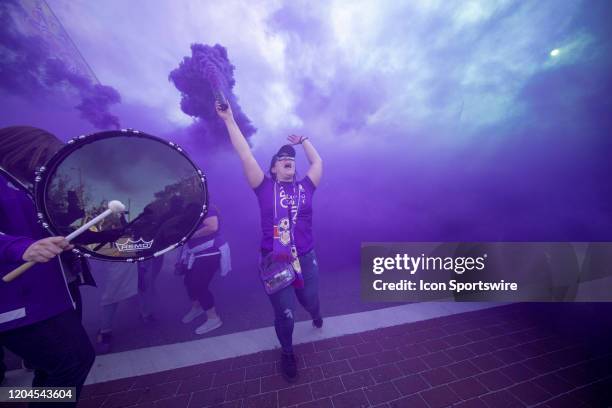 Orlando fans before the soccer match between Real Salt Lake and Orlando City SC. On February 29 at Exploria Stadium in Orlando FL.