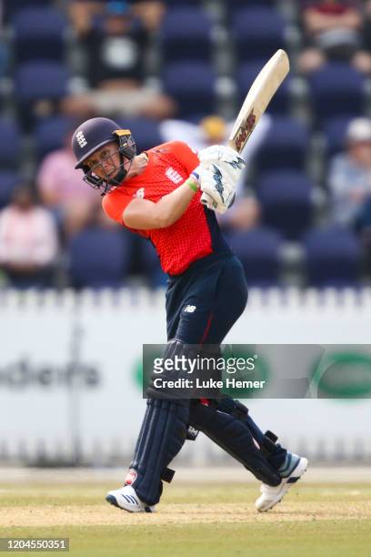 Heather Knight of England plays a shot during game four of the Tri Series Twenty20 series between India and England at Junction Oval on February 07,...
