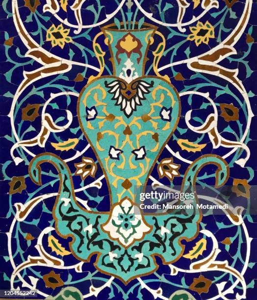 tilework at haram complex and the imam reza shrine in mashad, iran - islam pattern stock pictures, royalty-free photos & images