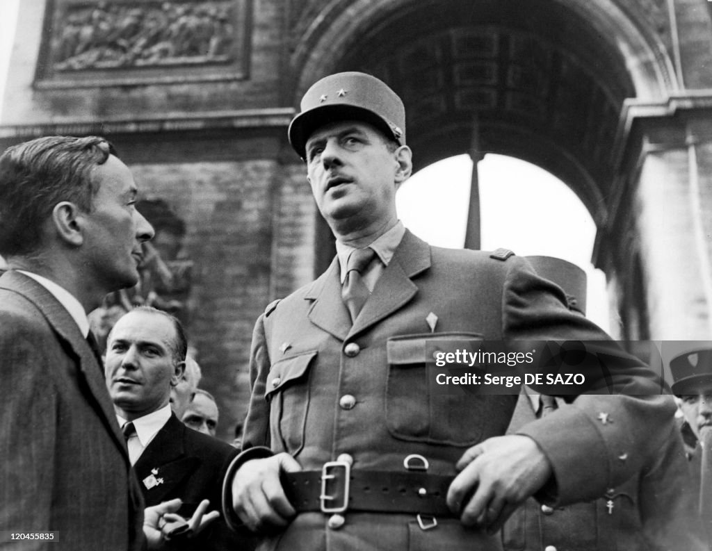 Charles De Gaulle And Georges Bidault In Paris, France On August 26, 1944 -