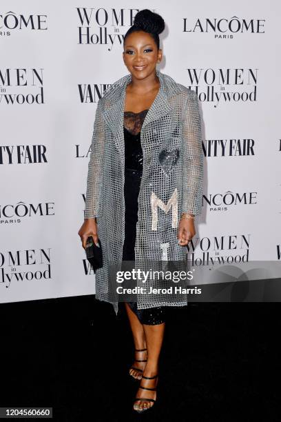Genevieve Nnaji arrives at Vanity Fair and Lancôme Women In Hollywood Celebration at Soho House on February 06, 2020 in West Hollywood, California.