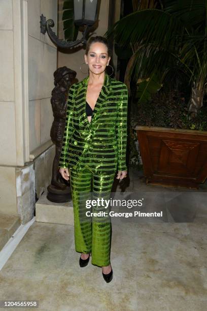 Sharon Stone attends 2020 Hollywood For The Global Ocean Gala Honoring HSH Prince Albert II Of Monaco at Palazzo di Amore on February 06, 2020 in...