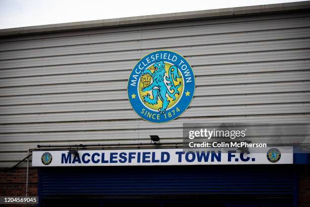 An exterior view of the ground before Macclesfield Town played Grimsby Town in a SkyBet League 2 fixture at Moss Rose. The home club had suffered...