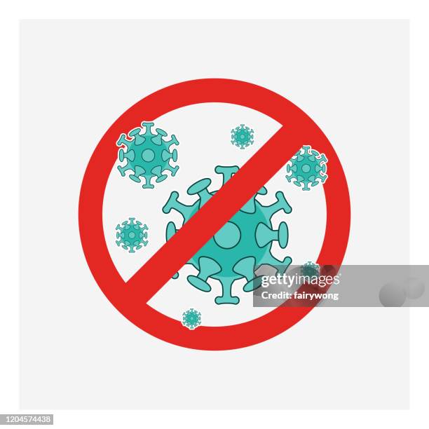 stopp zeichen von virus, bakterien, keime und mikroben, vektor-symbol - profilleiste stock-grafiken, -clipart, -cartoons und -symbole