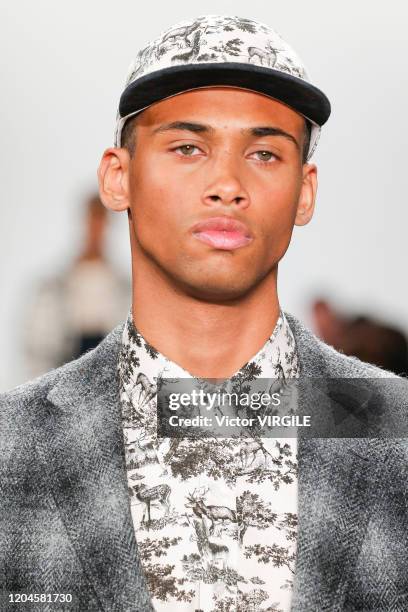 Model walks the runway at the Todd Snyder Fall/Winter 2020-2021 fashion show during New York Fashion Week Men's on February 5, 2020 in New York City.