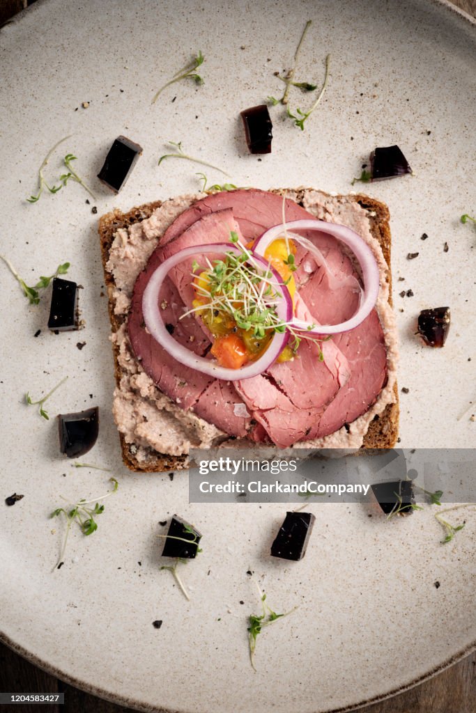 Roast Beef Smorrebrod Sandwich