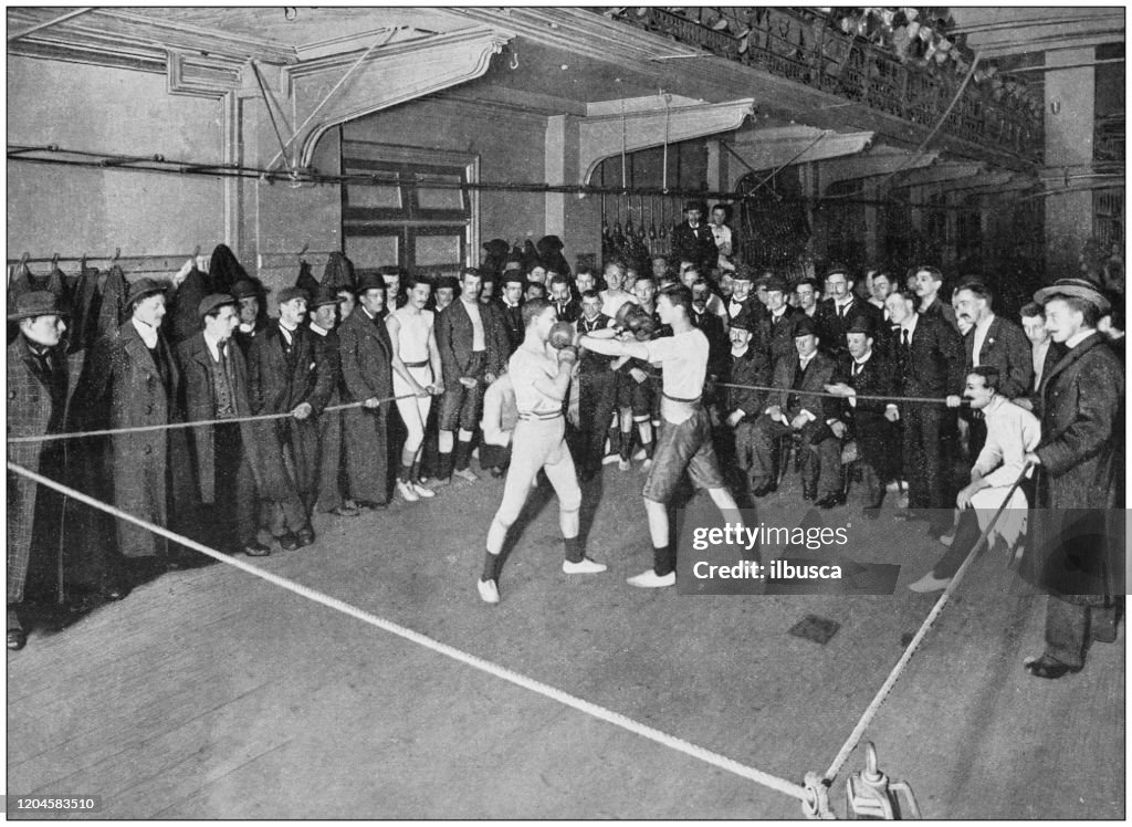 Antikes Foto des britischen Empire: Boxen an der Regent Street Polytechnic