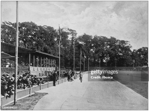 antique photograph of the british empire: cycling at herne hill - herne hill stock illustrations
